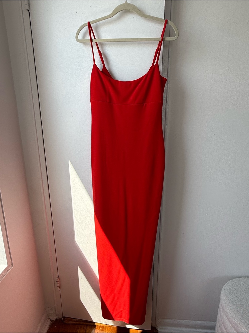 Nookie Red Maxi Slip Dress with Double Spaghetti Straps